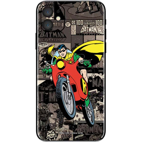 DC Comics Robin Vintage Action pose pattern iPhone 11 Skin